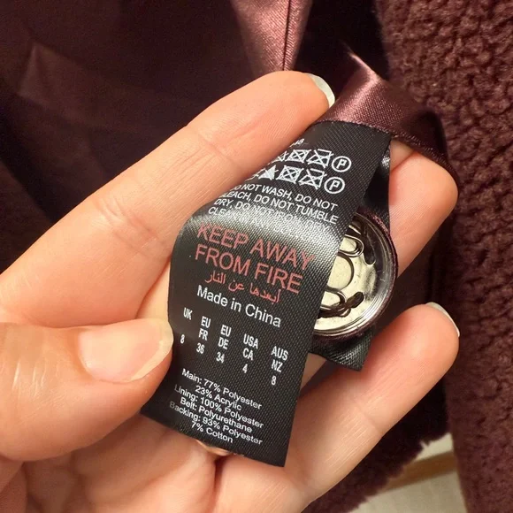 Karen Millen Deep Burgundy Teddy Sleeveless Belted Vest oversized 4 - Picture 12 of 12